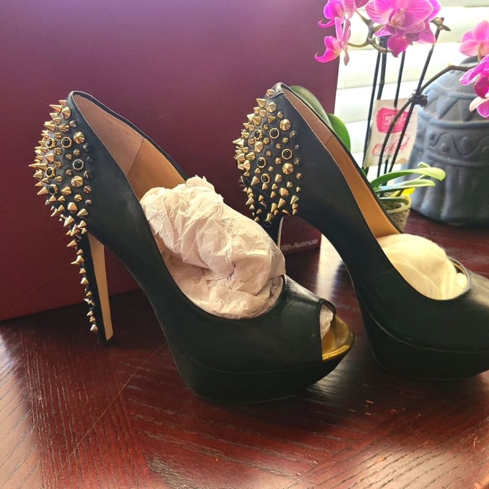 Black Pumps w/ Gold Spikes